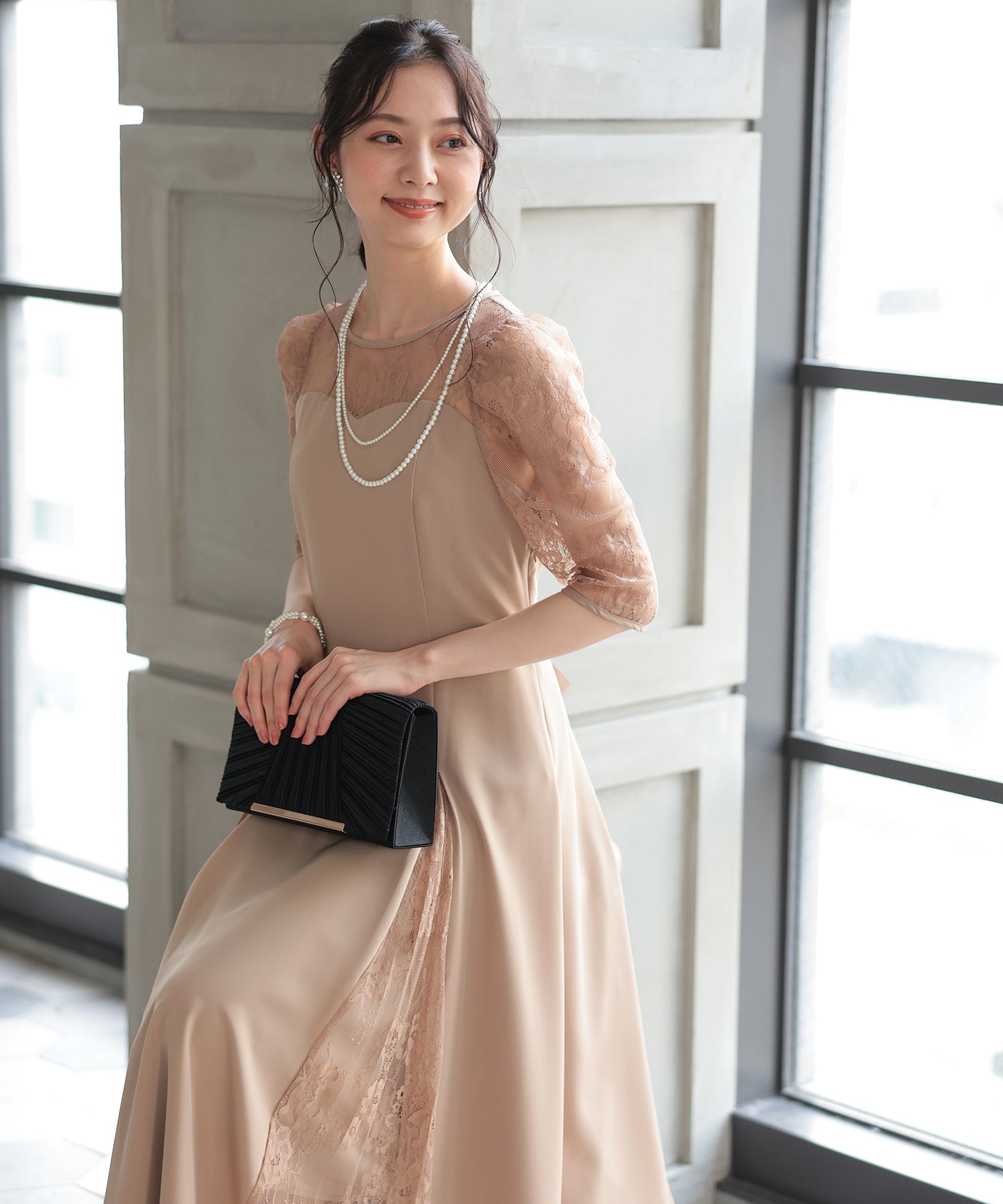 サテンプリーツパーティーバッグ/5041