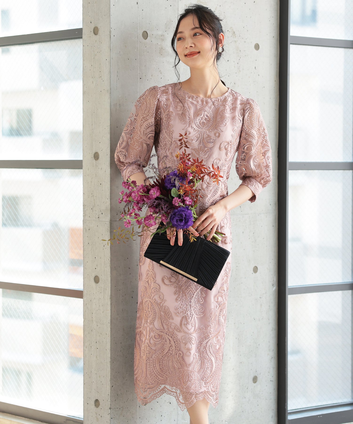 サテンプリーツパーティーバッグ/5041