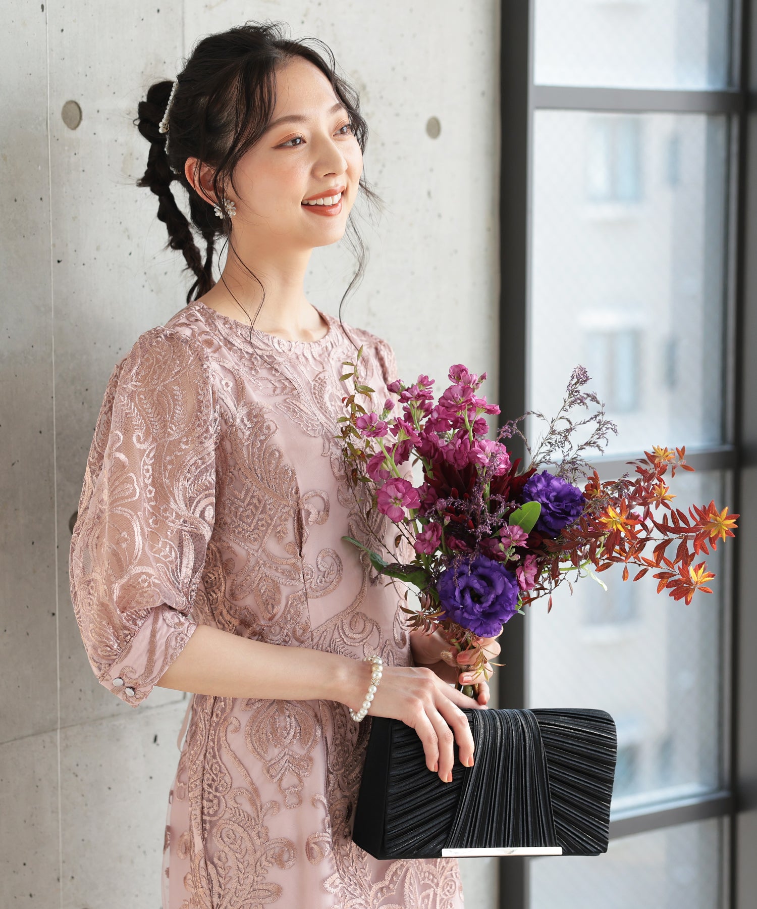 サテンプリーツパーティーバッグ/5041