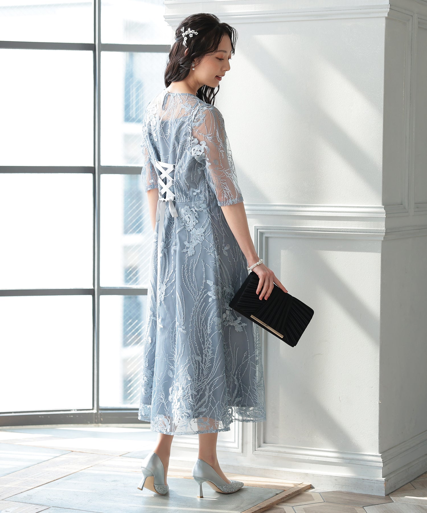 サテンプリーツパーティーバッグ/5041