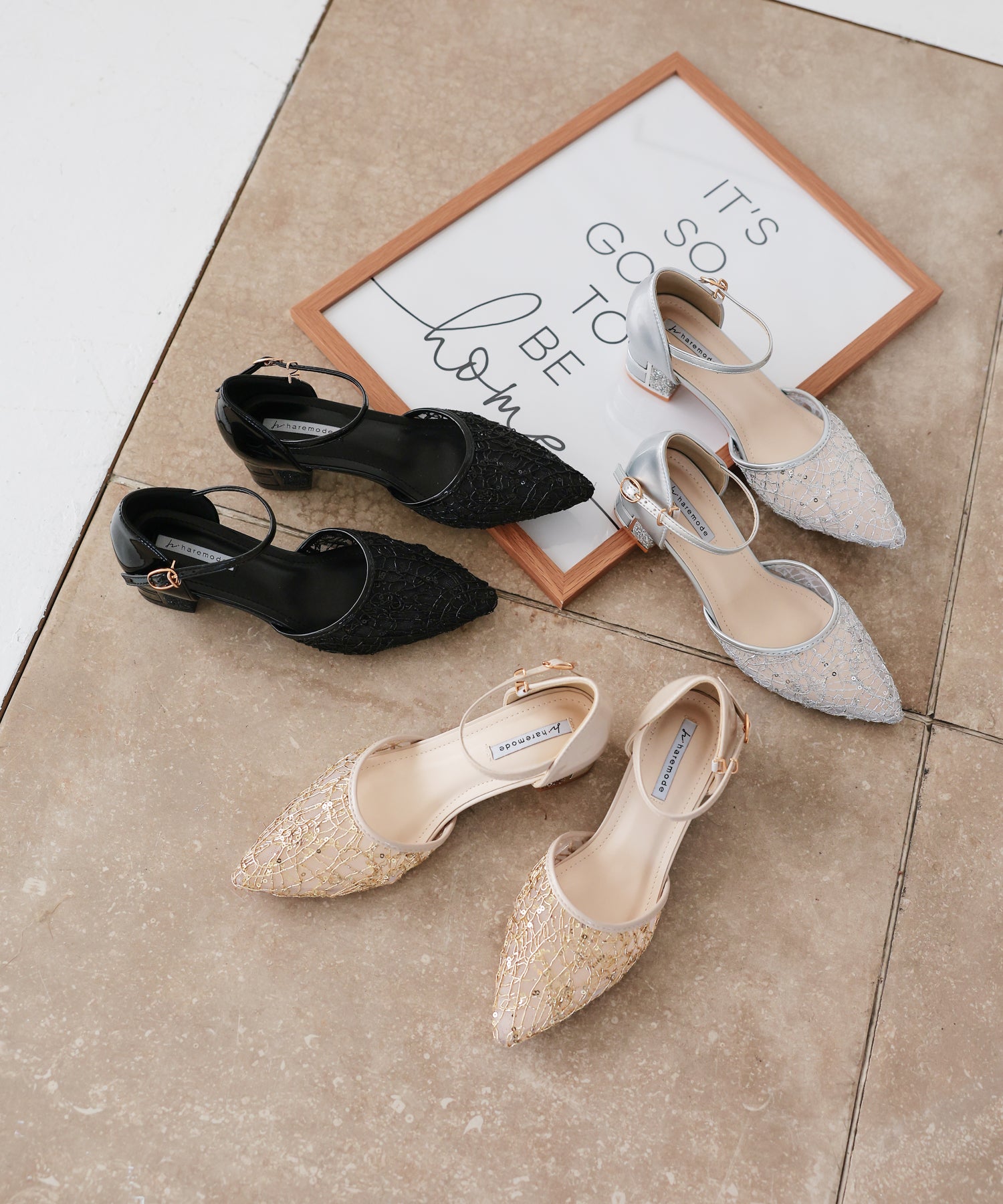 スパングルコール刺繍パンプス/3431