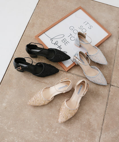 スパングルコール刺繍パンプス/3431