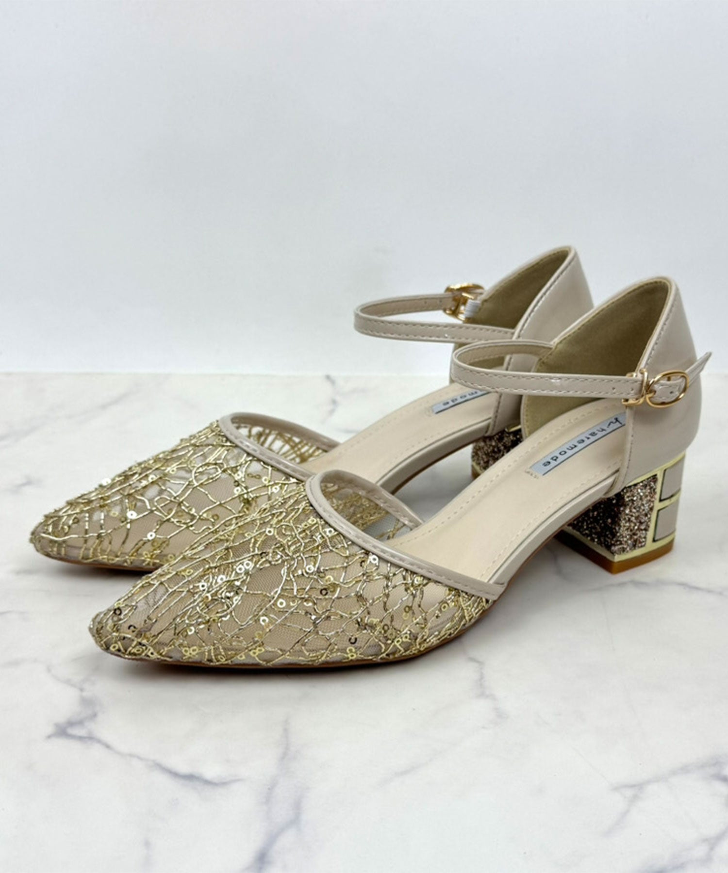 スパングルコール刺繍パンプス/3431