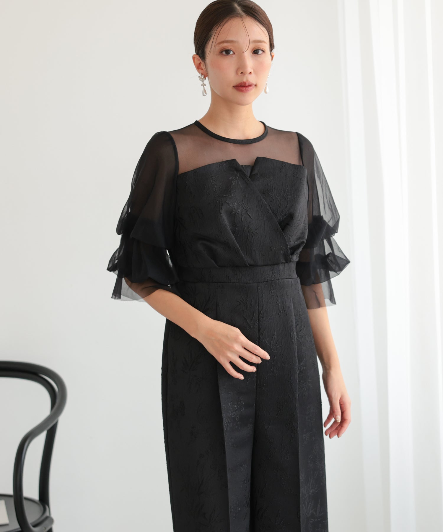 新品✨セルフォード　総レースオールインワンドレス　結婚式　パーティー　ブラック 結婚式・お呼ばれドレス｜レースジャガードオールインワンドレス