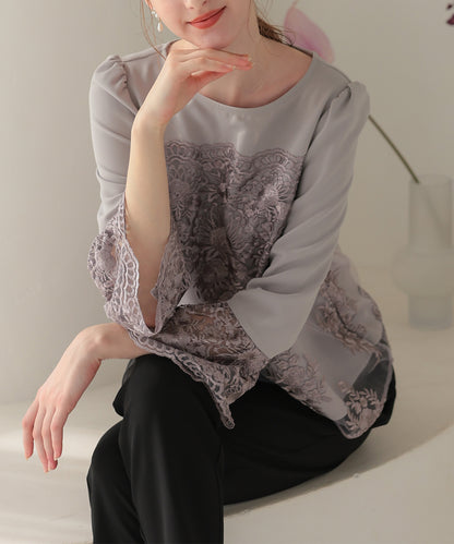 刺繍フレア袖パンツドレス/123528