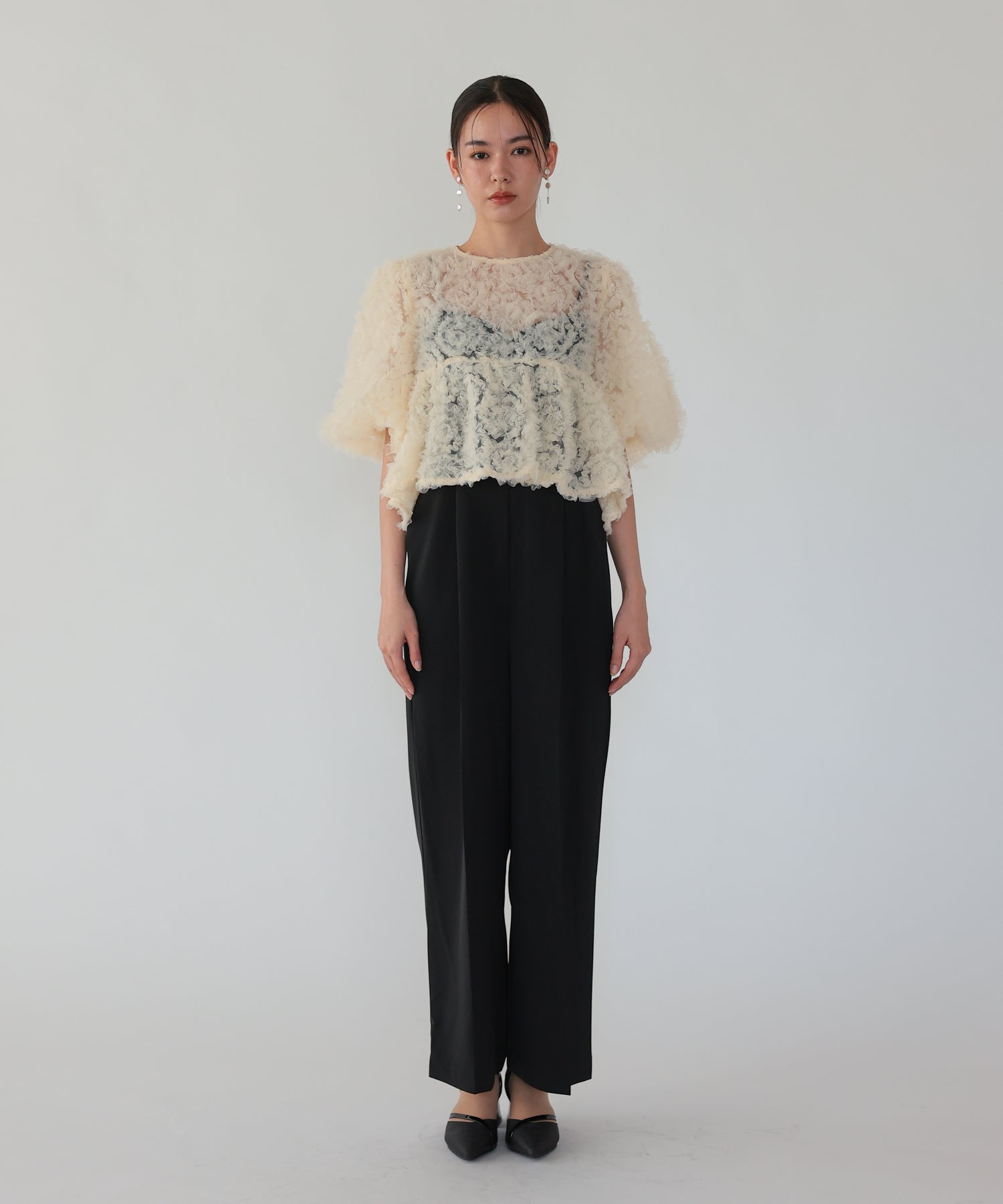 ベージュ×ブラック/164cm/Mサイズ着用