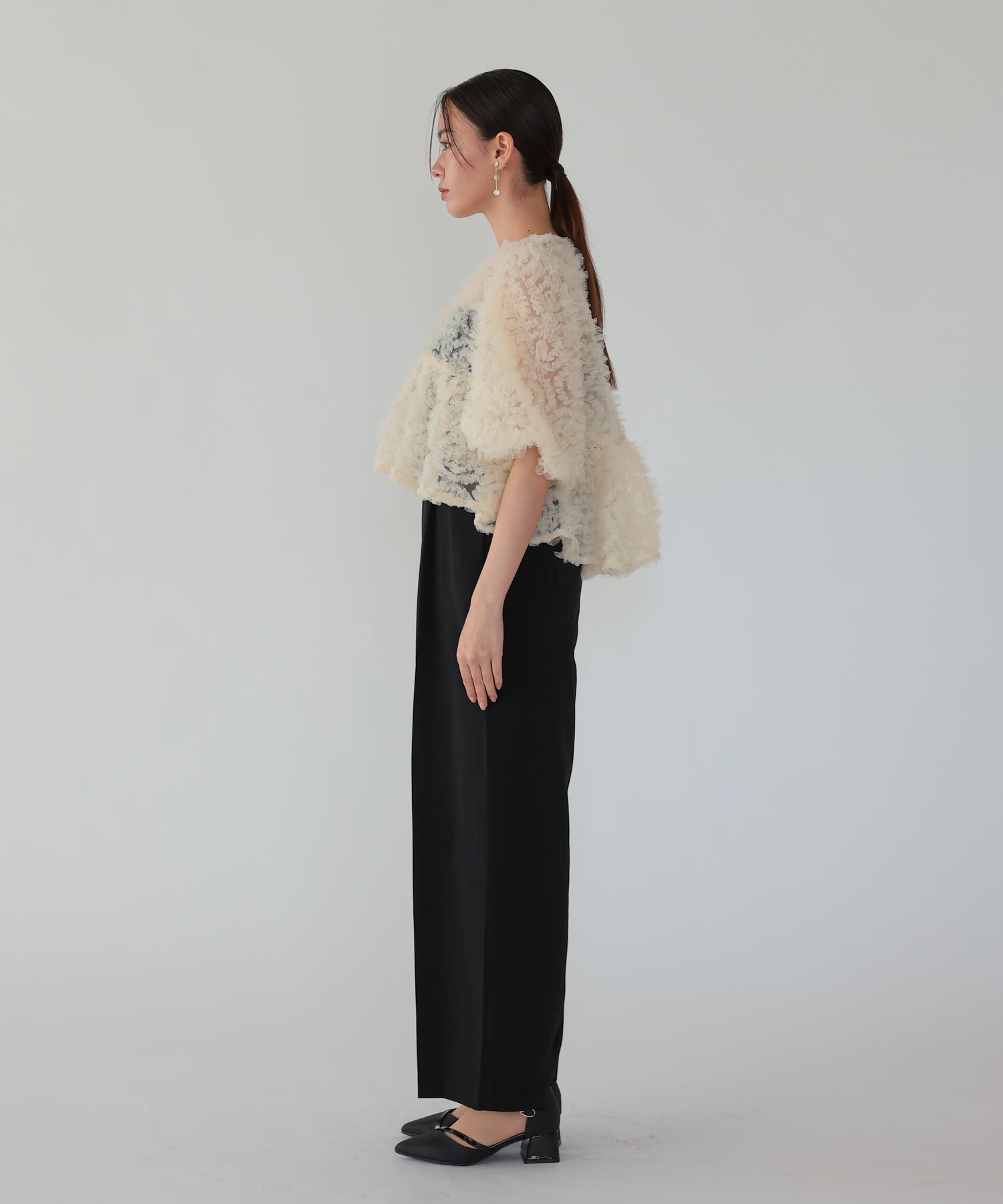 ベージュ×ブラック/164cm/Mサイズ着用