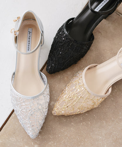 スパングルコール刺繍パンプス/3431