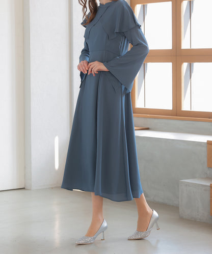 【SALE】ケープ襟ワンピースドレス/22323222