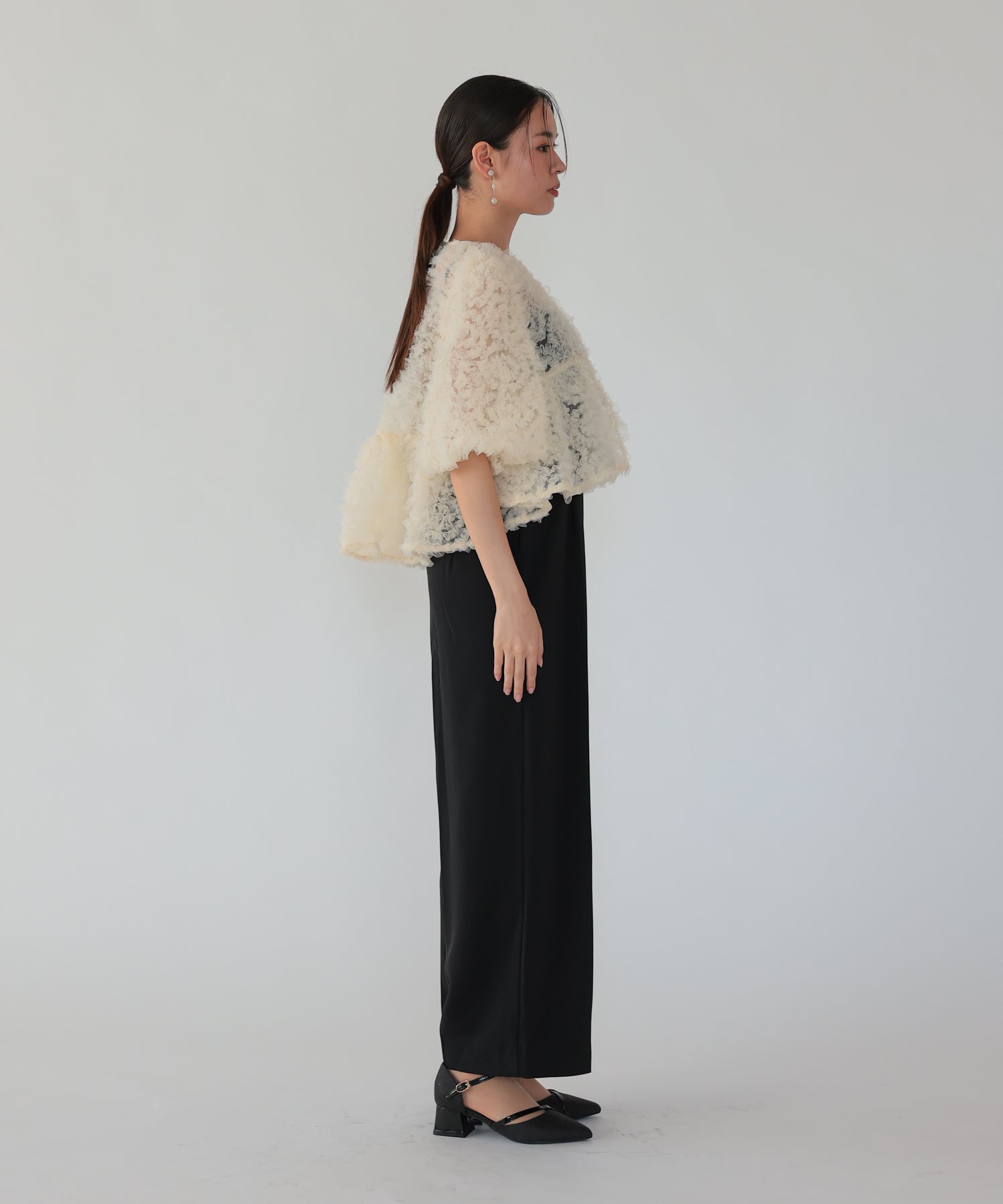 ベージュ×ブラック/164cm/Mサイズ着用