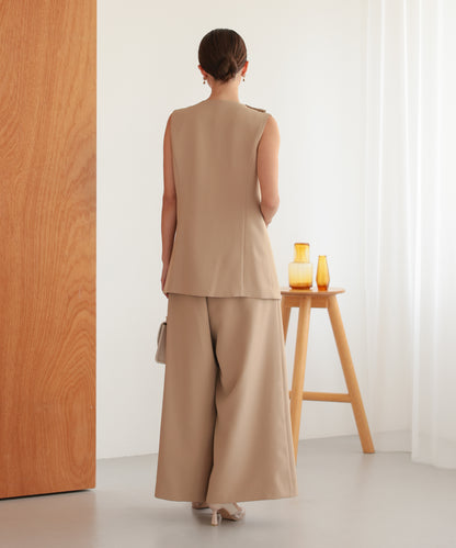 アシンメトリードレープパンツセットアップスーツ/22125609