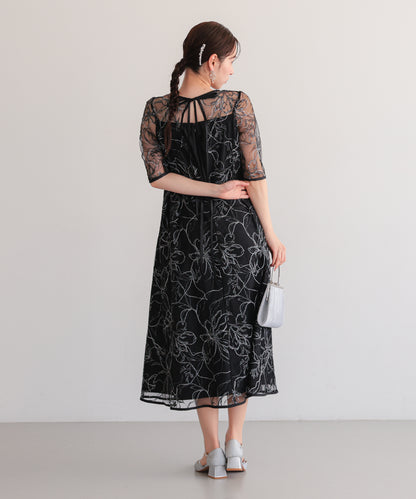 花柄刺繍フレアドレス/22326290