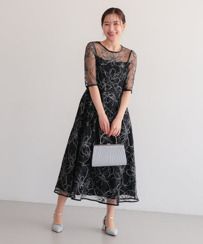 花柄刺繍フレアドレス/22326290