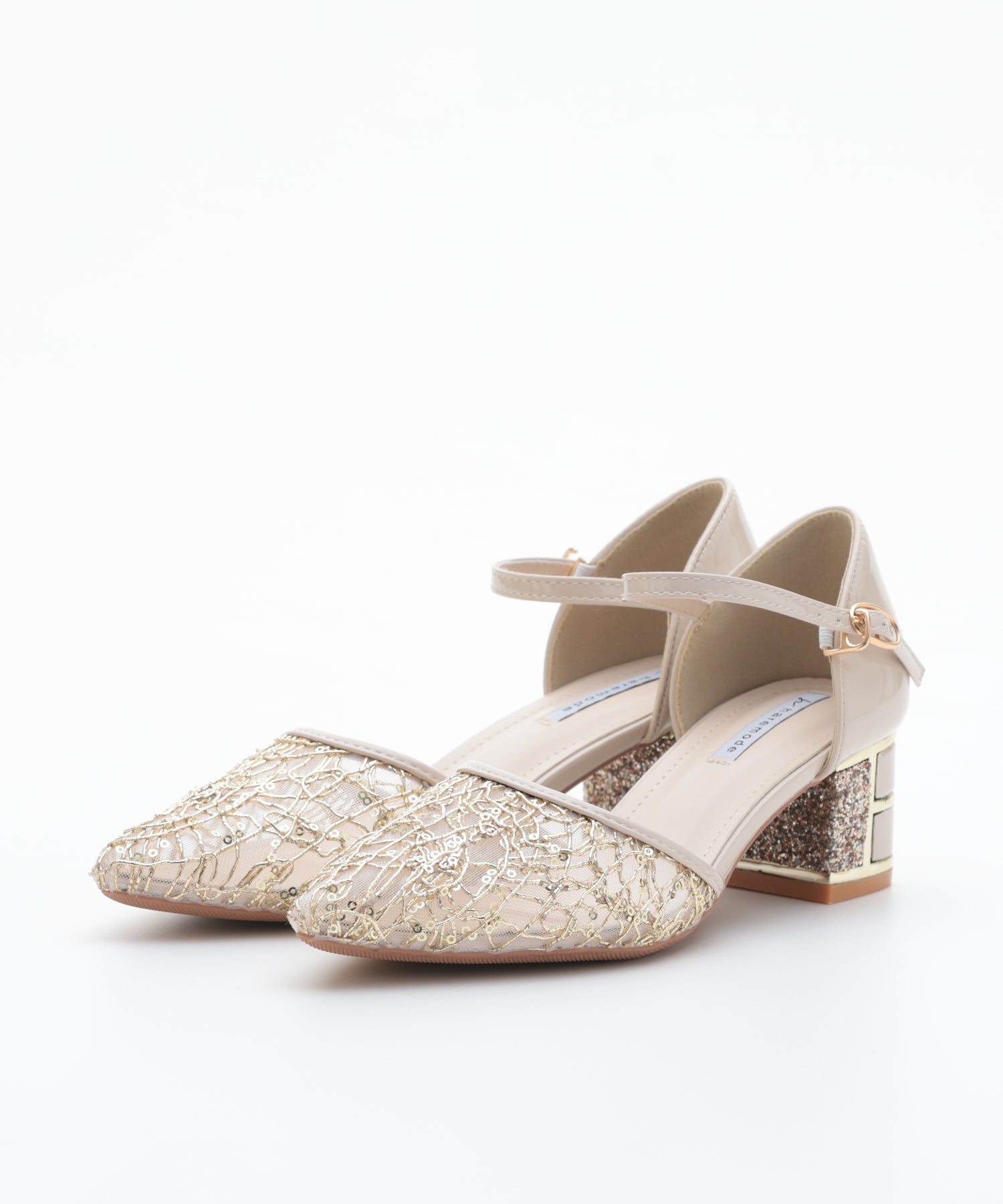 スパングルコール刺繍パンプス/3431