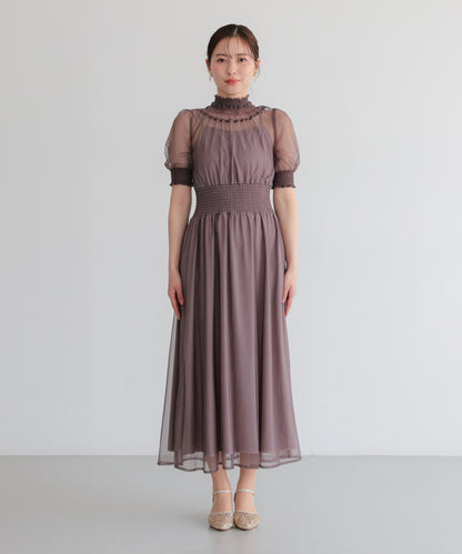 シアーハイネックシャーリングドレス/22326289
