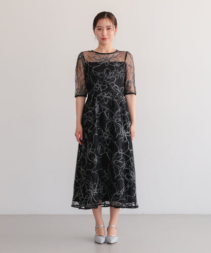 花柄刺繍フレアドレス/22326290