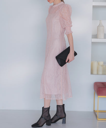 【SALE】総レースバックリボン付きドレス/22323205