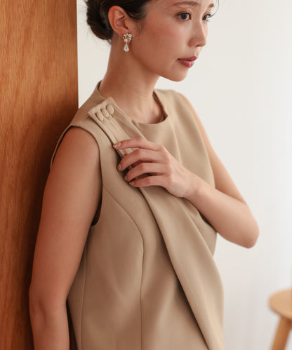 アシンメトリードレープパンツセットアップスーツ/22125609