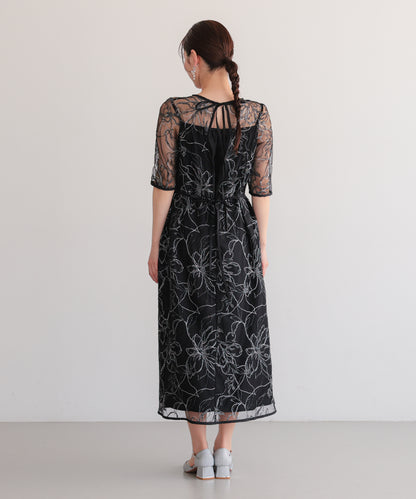 花柄刺繍フレアドレス/22326290