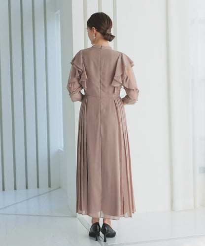 【SALE】フェミニンフリル7分袖レースドレス/22323219