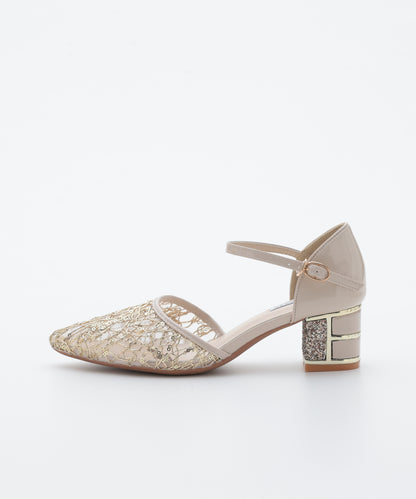 スパングルコール刺繍パンプス/3431