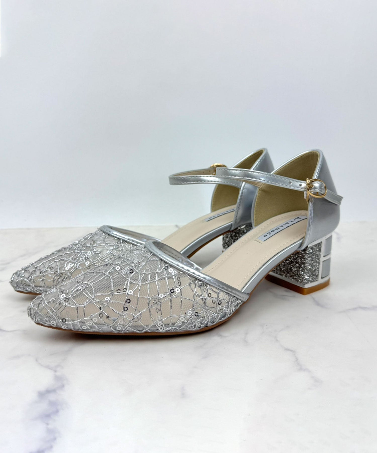 スパングルコール刺繍パンプス/3431