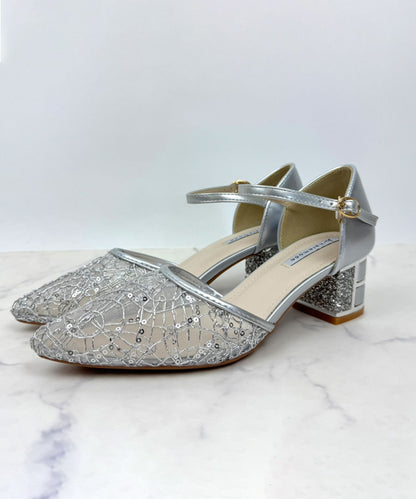 スパングルコール刺繍パンプス/3431