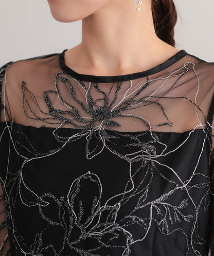 花柄刺繍フレアドレス/22326290