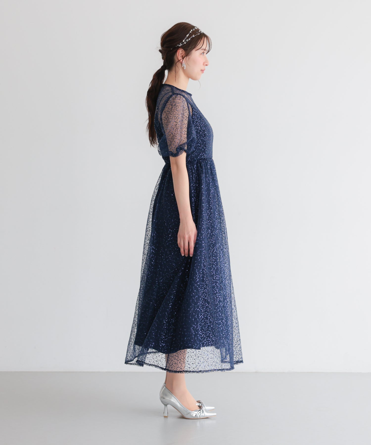 GL2662＊スパンコール織レース✖️サイドシアードレスbkM 結婚式・お呼ばれドレス｜シアースパンコールロングドレス/22326288