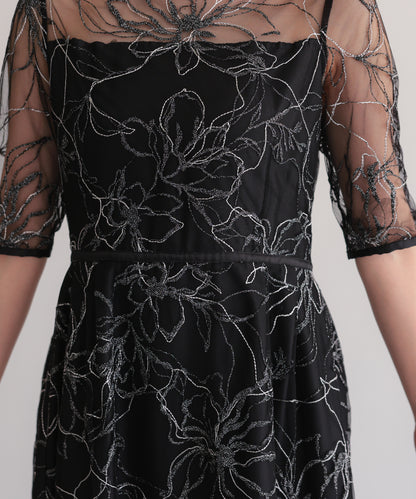 花柄刺繍フレアドレス/22326290