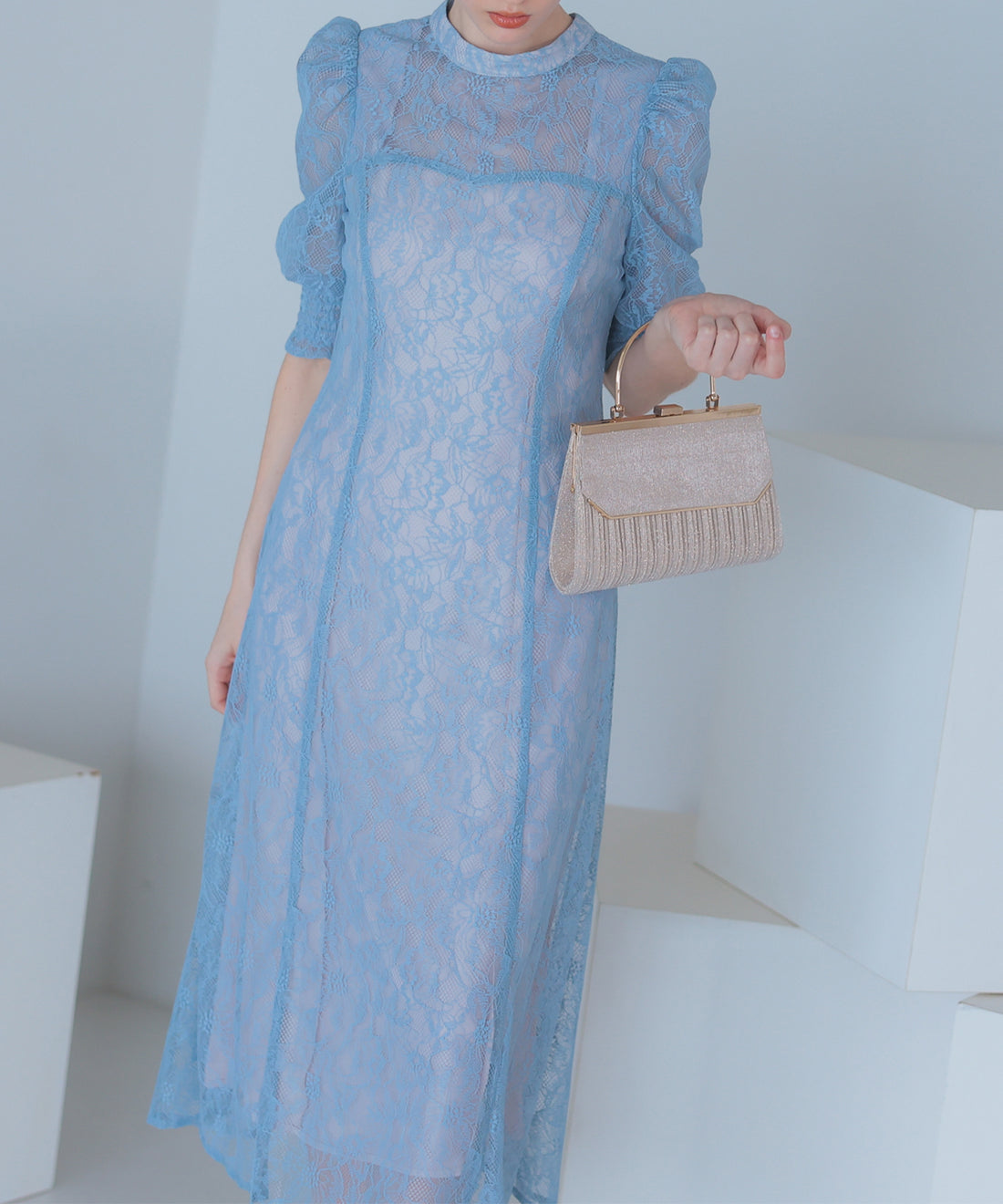 【SALE】総レースバックリボン付きドレス/22323205