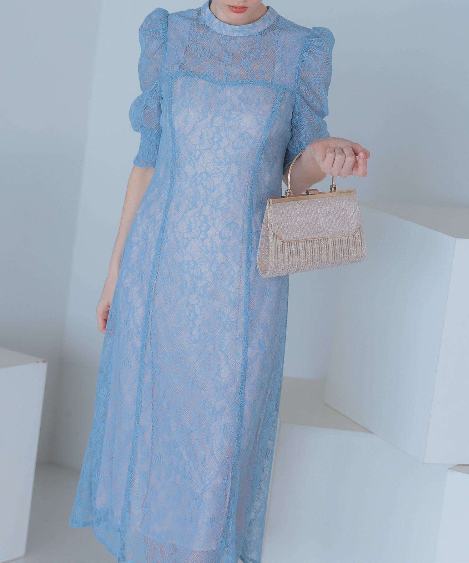 【SALE】総レースバックリボン付きドレス/22323205