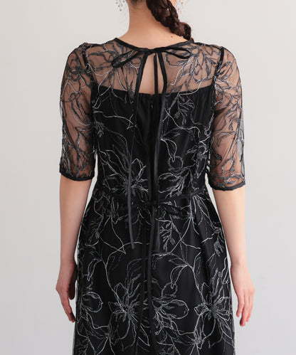 花柄刺繍フレアドレス/22326290