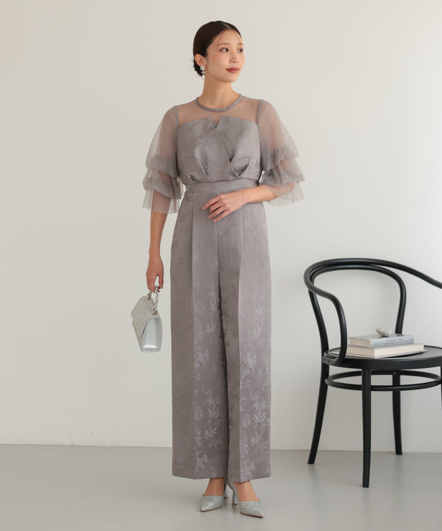 結婚式・お呼ばれドレス｜レースジャガードオールインワンドレス