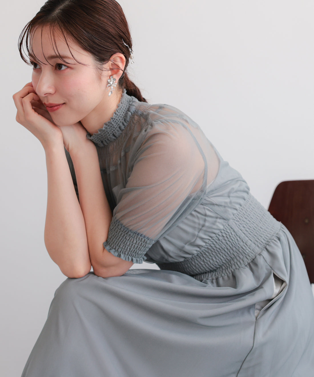 シアーハイネックシャーリングドレス/22326289