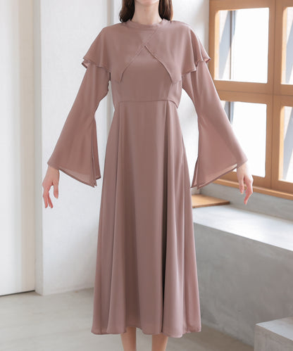 【SALE】ケープ襟ワンピースドレス/22323222