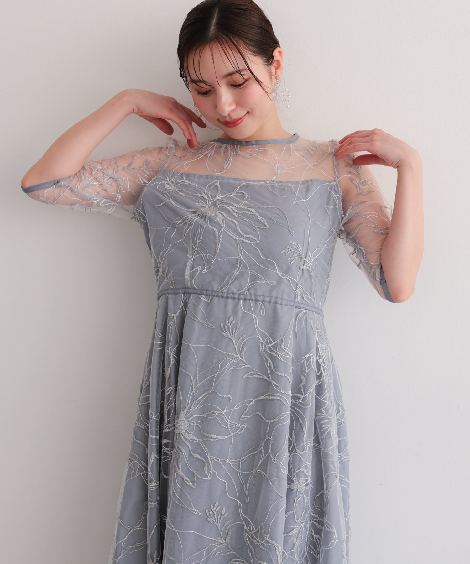 花柄刺繍フレアドレス/22326290