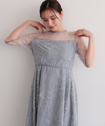 花柄刺繍フレアドレス/22326290