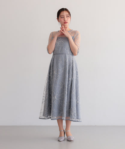 花柄刺繍フレアドレス/22326290