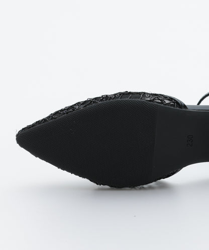 スパングルコール刺繍パンプス/3431