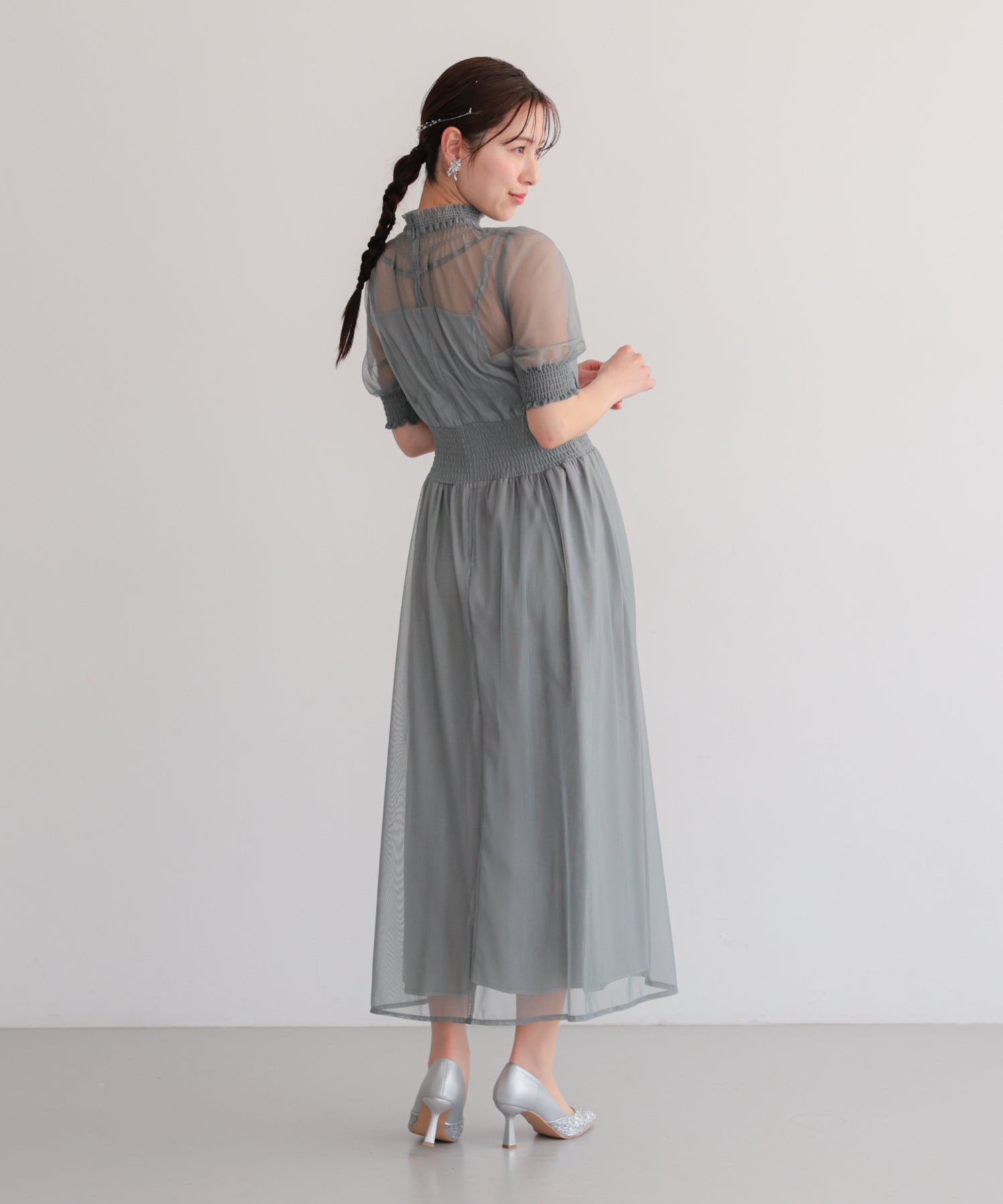 シアーハイネックシャーリングドレス/22326289
