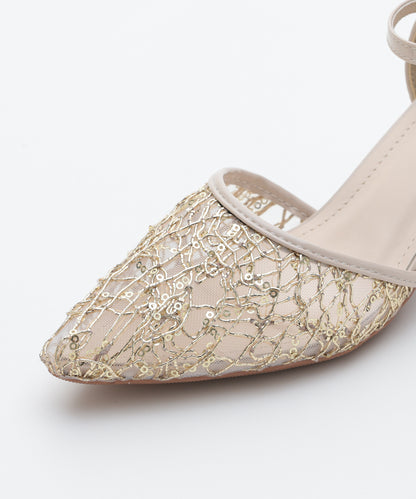 スパングルコール刺繍パンプス/3431