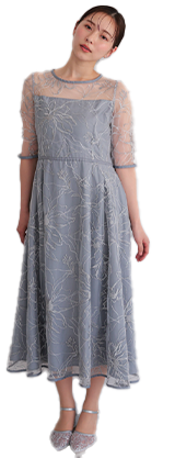 花柄刺繍フレアドレス/22326290