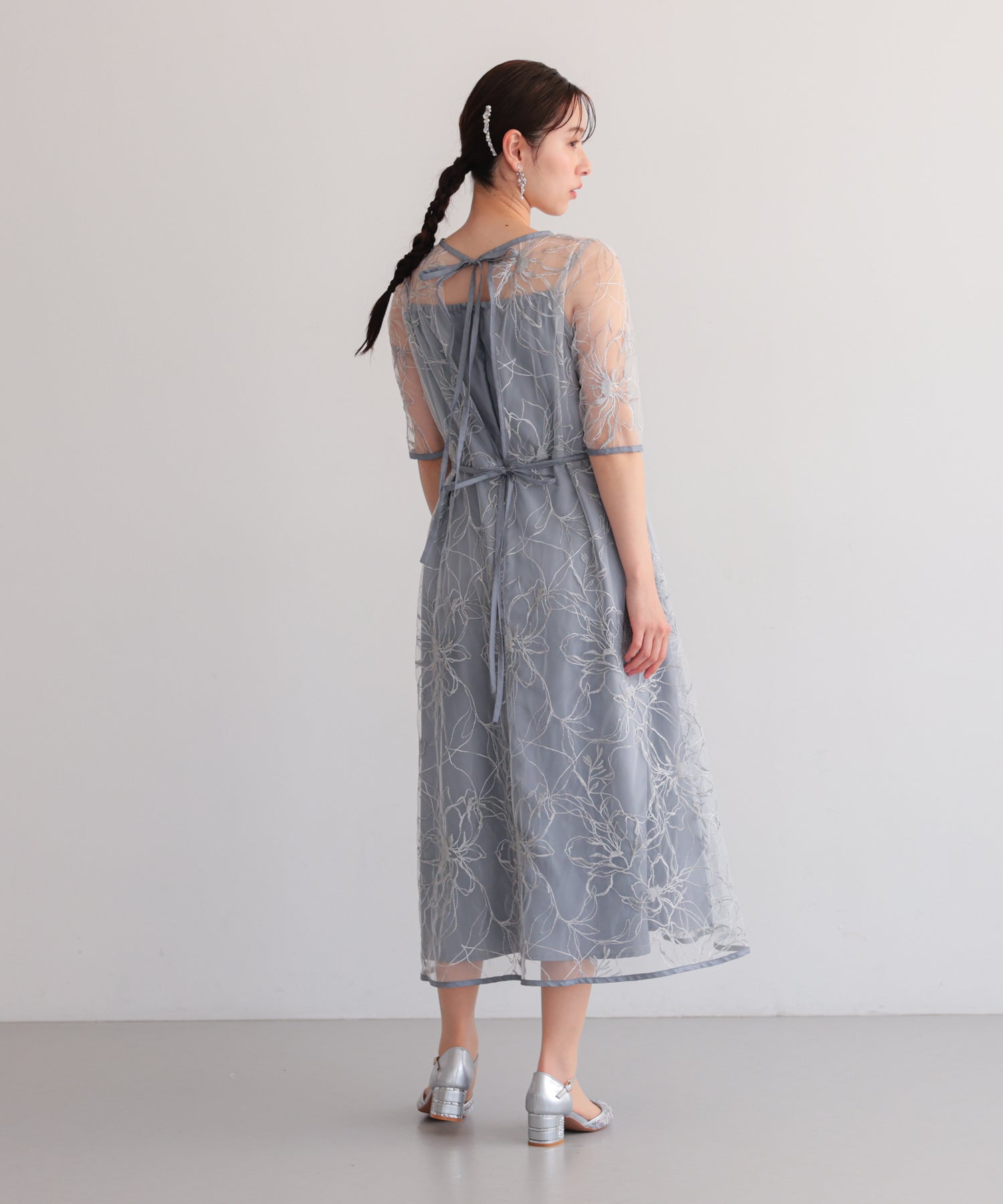 花柄刺繍フレアドレス/22326290