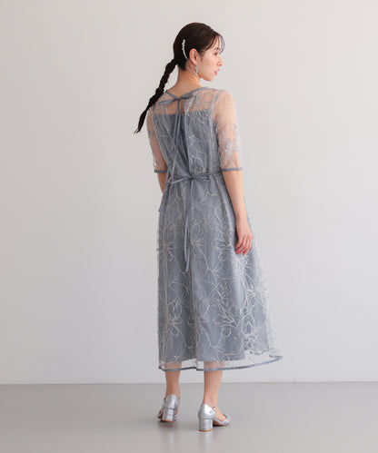 花柄刺繍フレアドレス/22326290