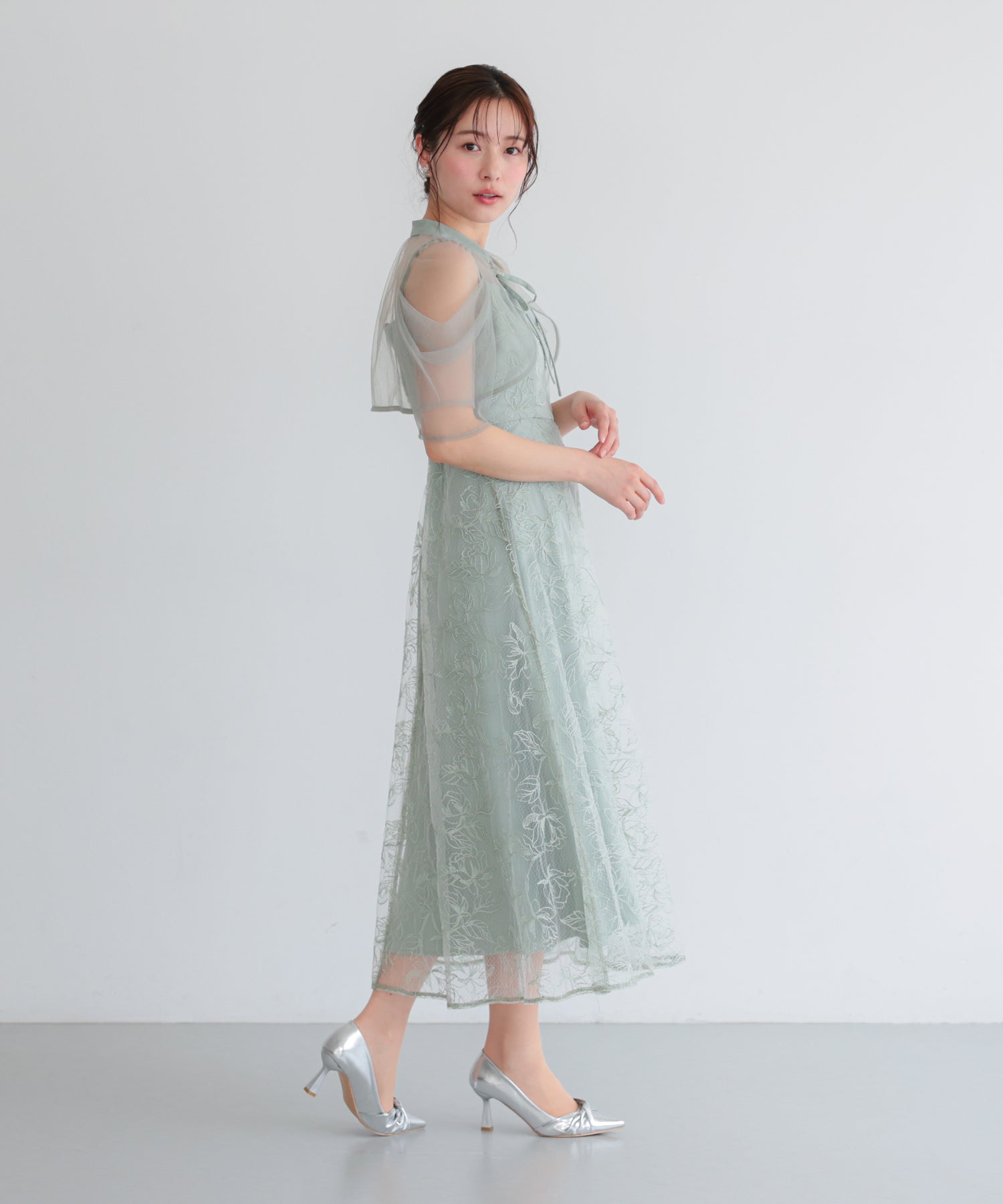 結婚式・お呼ばれドレス｜ボレロ付き2WAYシアーチュールフレアドレス