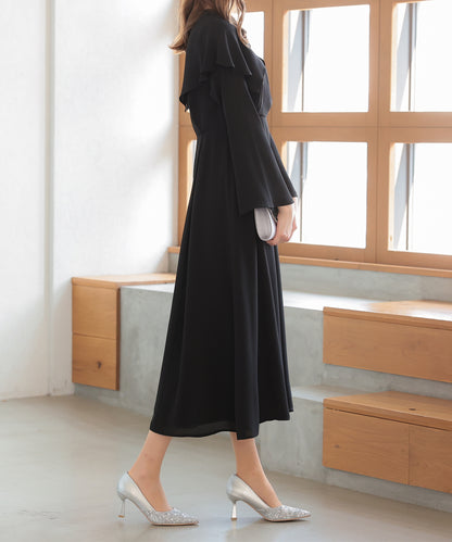 【SALE】ケープ襟ワンピースドレス/22323222