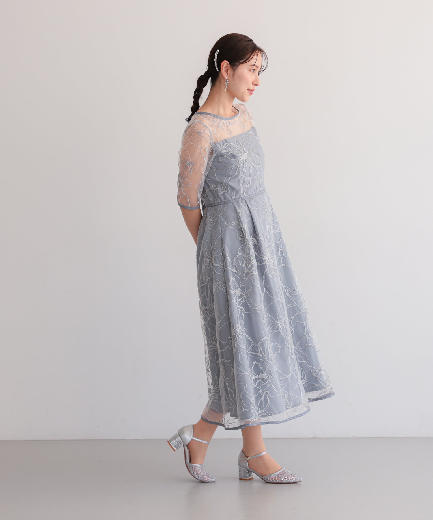 花柄刺繍フレアドレス/22326290