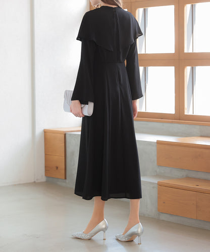 【SALE】ケープ襟ワンピースドレス/22323222