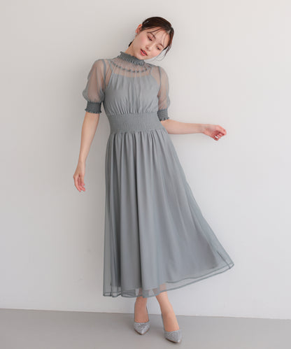 シアーハイネックシャーリングドレス/22326289